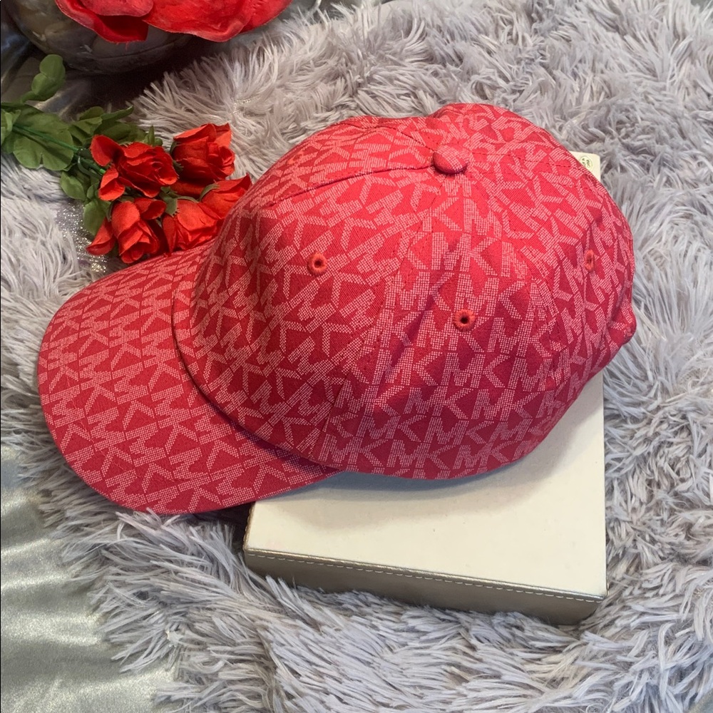 🌹Michael Kors  • NWOT Coral Pink MK Logo Baseball Cap - Picture 5 of 10